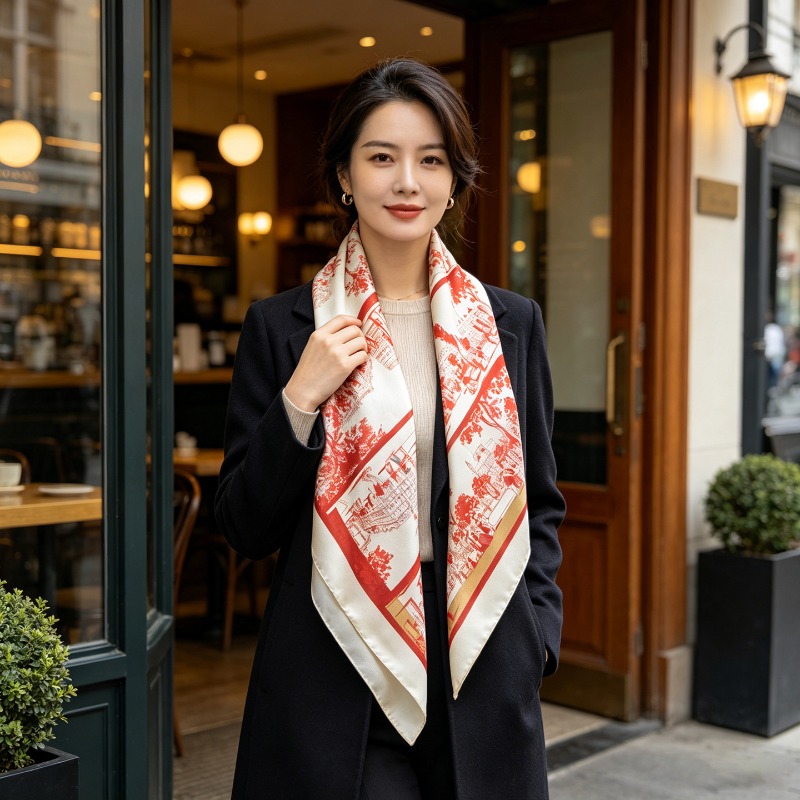 럭셔리 100% 순수 멀버리 실크 스퀘어 스카프 90X - Shoulder Bag Slouchy 리뷰 및 가격